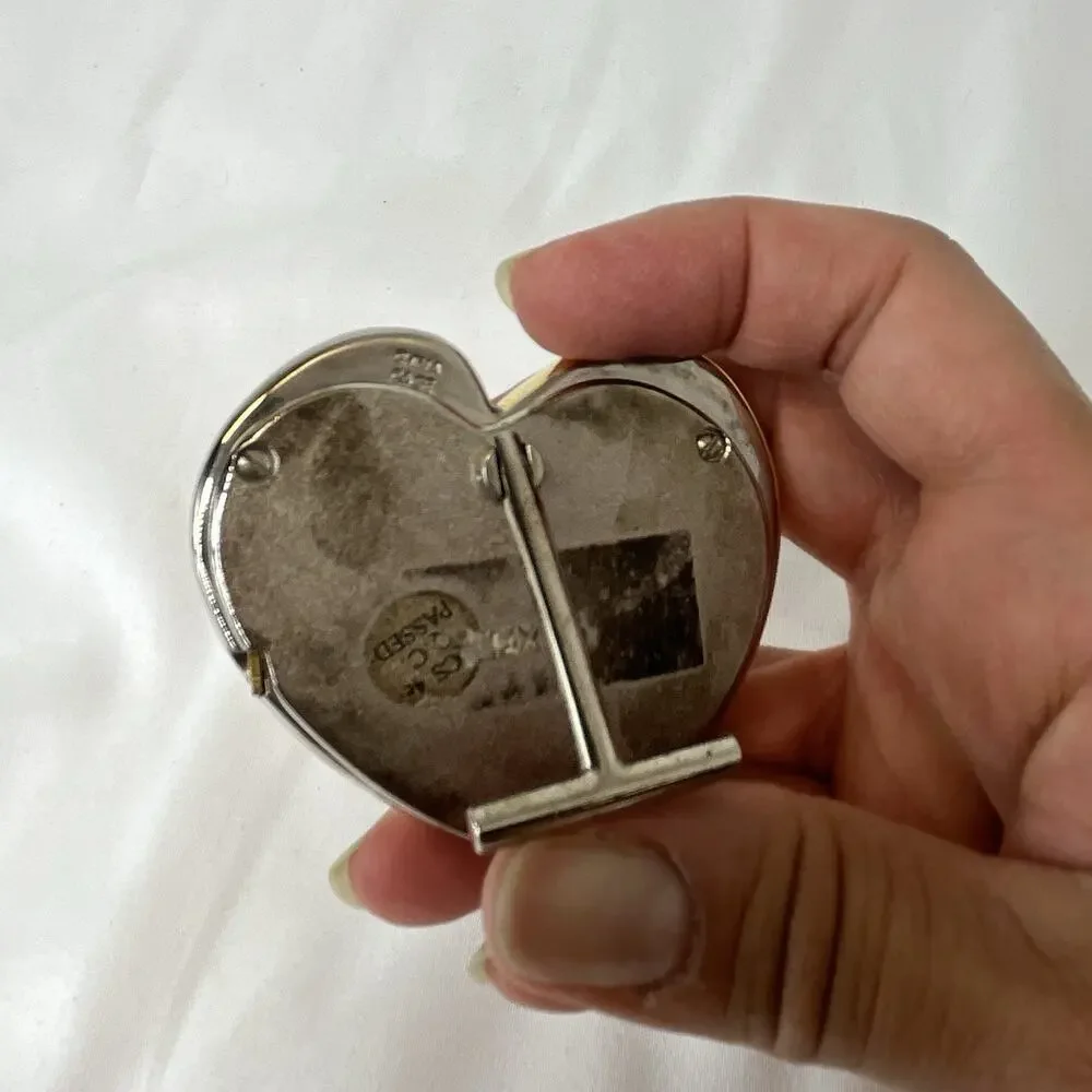 Timex Quartz Japan Movement Stand Heart Shape Two Tone Collectible Mini-Clock